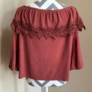 ROCKIN C- Off Shoulder Blouse - Lace Trim - Size M